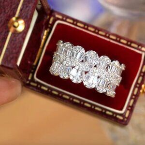 14k White Gold Baguette Diamond Ring Band